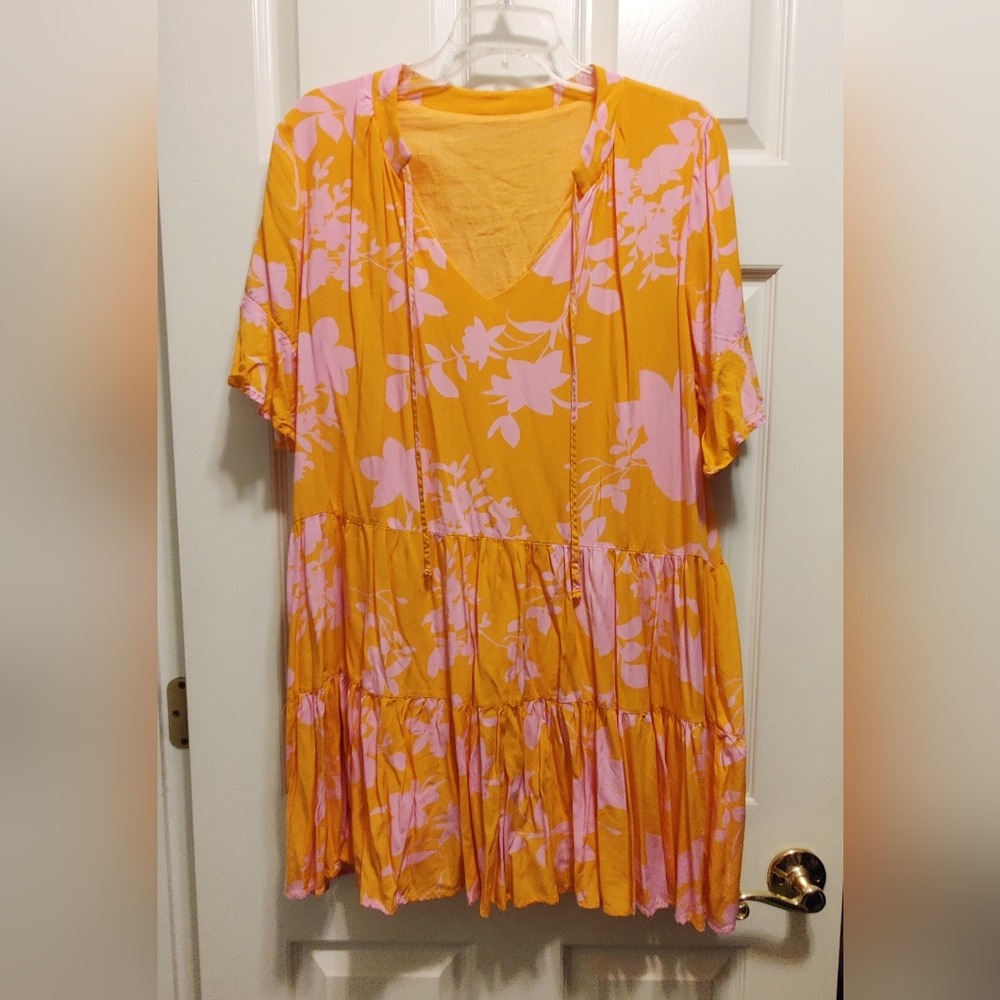 Floral Orange and Pink Dress - Picture 2 of 7